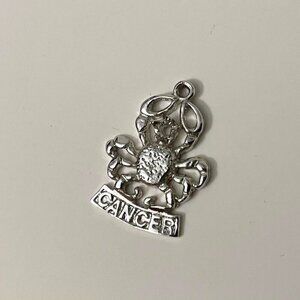 Vintage Cancer Sterling Silver Astrology Sign Charm Crab No Loop